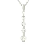 Ladies Journey Of Life 5 Stone Round Graduated Bar Set Diamond Pendant on 18 Cable Chain Diamond .75cttw I/j Vs