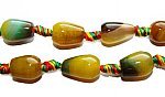 Agate pear-shaped beads (10x14mm, 17 beads, yellow with green)