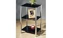 3 TIER SHELF UNIT W/BLACK GLASS SHELVES & CHRM FRM