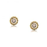 10K Yellow Gold Circle of Love Stud Earrings w Diamonds