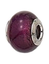 Genuine Zable (TM) Product. 925 Sterling Silver February Birthstone in Murano Glass Charm. 100% Satisfaction Guaranteed.