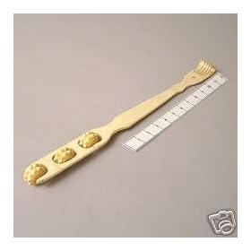 Delux Bamboo Wood Backscratcher with 2 Massage Rollers