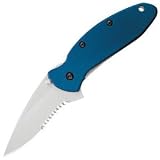 Kershaw Ken Onion Blue Scallion Serrated Folding Pocket Knife with Speed Safe by Kershaw