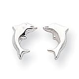 Sardelli - 14kt Polished White Gold Small Dolphin Earrings