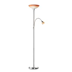 Trio Fluter mit Leseleuchte einzeln schaltbar Nickel matt Glas orange gelb weiss H�he 180 cm