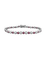 Ruby and Diamond Tennis Bracelet : 18K White Gold - 4.00 CT TGW