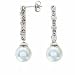 CZ Diamond Faux Pearl Platinum Plated Drop Earrings