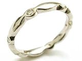 Diamond Scallop Shape Stacking or Wedding Band 14k White Gold Ring Size 7.25 (T.w 0.24)
