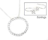 Liz Claiborne Austrian Crystal Circle Pendant Set SILVERTONE