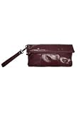 Amy Michelle Poppy Clutch Bag - Eggplant Faux Patent with Champagne Lining
