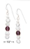Sterling Silver White FW Pearl Amethyst Bead Drop Earrings