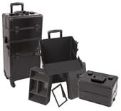 Brazen Pro Rolling Makeup Case w/ Sliding Trays &amp; Mirror - Black Alligator