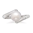 14K White Gold Overlap Ring Featuring a 7.5-8mm Cultured Freshwater Pearl and Diamonds with Wood Box