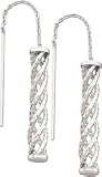 14K White Gold Diamond Cut Spiral Threader Earrings