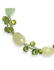 Sterling Silver Green Jade/Green Crystal/Peridot Necklace QH2257-17"