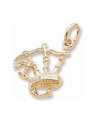 Rembrandt Charms, Bagpipes Charm, 10K Yellow Gold
