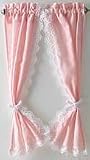 Dollhouse Miniature Twilight Pink Tie-Back Curtains
