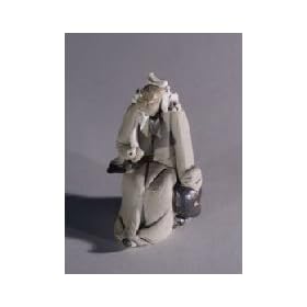 Bonsai Boy's Ceramic Figurine - Man With Pipe 1.5"x1.5"x2.5"