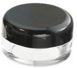 JOVANA 200 Pcs New Empty Cosmetic Storage Containers Black Cap Clear Base Plastic Cosmetic Containers 5 Gram Size Pot Jars Eye Shadow Container Lot Size:Diameter: 1 1/4" inch X Height: 3/4 inch.