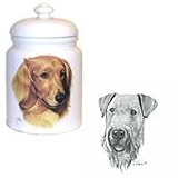 Airedale Terrier Cookie Jar, Porcelain by Rosalinde (10' X 7')