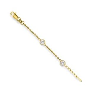 14k Yellow Fancy Design CZ Anklet - 10 Inch by