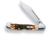CASE MINI COPPERLOCK TRU SHARP BLADE-AMBER BONE HANDLE W/CASE SHIELD