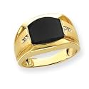 10k Mens Diamond and Black Onyx Ring - Size 10