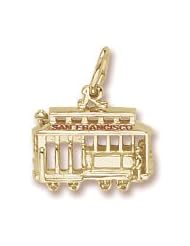 Rembrandt Charms, Cable Car, San Francisco Charm in Solid Sterling Silver or Gold