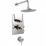 Twin Thermostatic Shower Valve With Built-In Diverter With Fixed Head And Freeflow Bath Filler