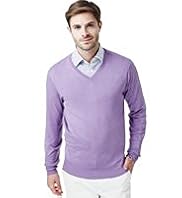 Savile Row Inspired Silk Blend V-Neck Jumper