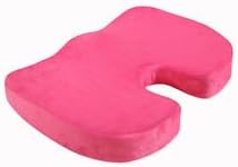 PW Surplus Memory Foam Seat Cushion - Premium Coccyx Orthopedic Support - Relieves Lower Back Pain, Tailbone Pain & Sciatica - Portable Lumbar Support - Home, Office, Vehicle & More, Pink