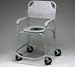 Shower Chair Commode with Castors - This Shower Chair with elongated seat fits over a standard toilet by removing the pail. Convenient armrests and waterproof back fabric made of a poly vinyl coated yarn to insure that no water is retained. 5