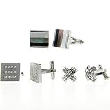 stainless Steel Three Pairs of Cufflinks Set individually boxed
