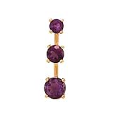 14k Gold & Amethyst 3-Stone Drop Pendant (1.42ctw).