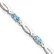 14k White Gold Blue Topaz and Diamond Bracelet - 7 Inch - Lobster Claw