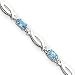 14k White Gold Blue Topaz and Diamond Bracelet - 7 Inch - Lobster Claw - JewelryWeb