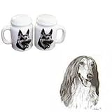 Afghan Hound Large Salt and Pepper Shaker, Porcelain by Rosalinde (4' )