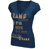 NFL Women's St. Louis Rams Victory Play III Short Sleeve Deep V-Neck Tri-Blend Tee (Tri Navy Heather, Large)