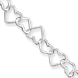 Sterling Silver 8 Inch Fancy Large Heart Bracelet - Lobster Claw