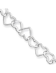 Sterling Silver 7inch Polished Fancy Large Heart Link Bracelet QH321-8"