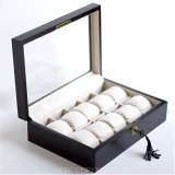 Review   / Vintage Dark Walnut Wood Color Watch Display Storage Case Chest With Clear Glass Viewing Top Holds 10 Watches With Soft Adjustable Pillows