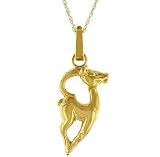 14K Capricorn Zodiac Charm Pendant - FREE 18 14K GOLD CHAIN