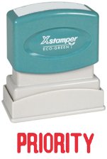 SHA1033 - Priority Ink Stamp, Impression 1/2x1-5/8, Red Ink
