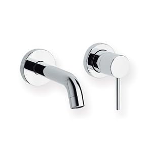 Bathroom Sink Faucet - Widespread Wall Mount Lavatory - Luxe Water Culture by Whitehaus Collection