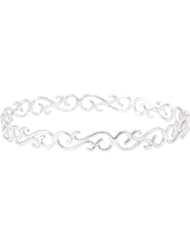 Scroll Design Bangle Bracelet Sterling Silver Polished 08.00 Inch 69782