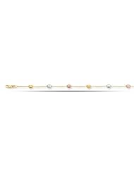 14K Tricolor Pebble Style Fancy Anklet (Adjustable 9 - 10 Inches)