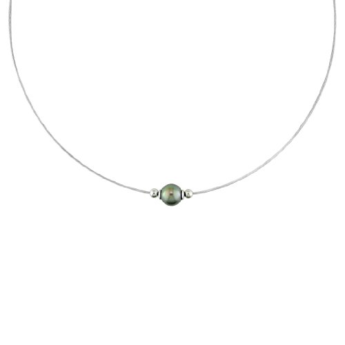 Sterling Silver Tahitian Cultured Pearl and Accent Bead Pendant, 17"