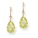 14k Light Green CZ Pear Shaped Dangle Earrings - title=