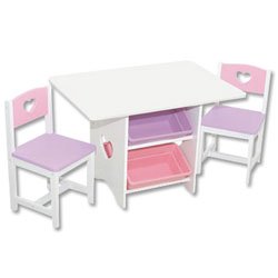 Kitchen: Heart Table & Chair Set with Pastel Bins