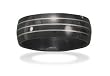 Black Stainless Steel Men's Ring with Line Design in the Band